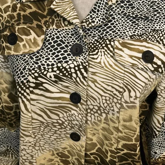 Westbound Womens Animal Print Jacket 3/4 Sleeve Safari Large Leopard Zebra Tiger - Picture 4 of 6